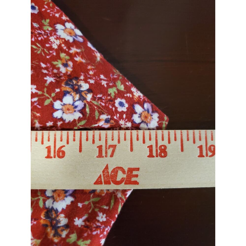 Vtg 90s Y2K Justify Floral Smocked Button Dress Junior Sz L Red Cottage Pockets - Picture 10 of 12